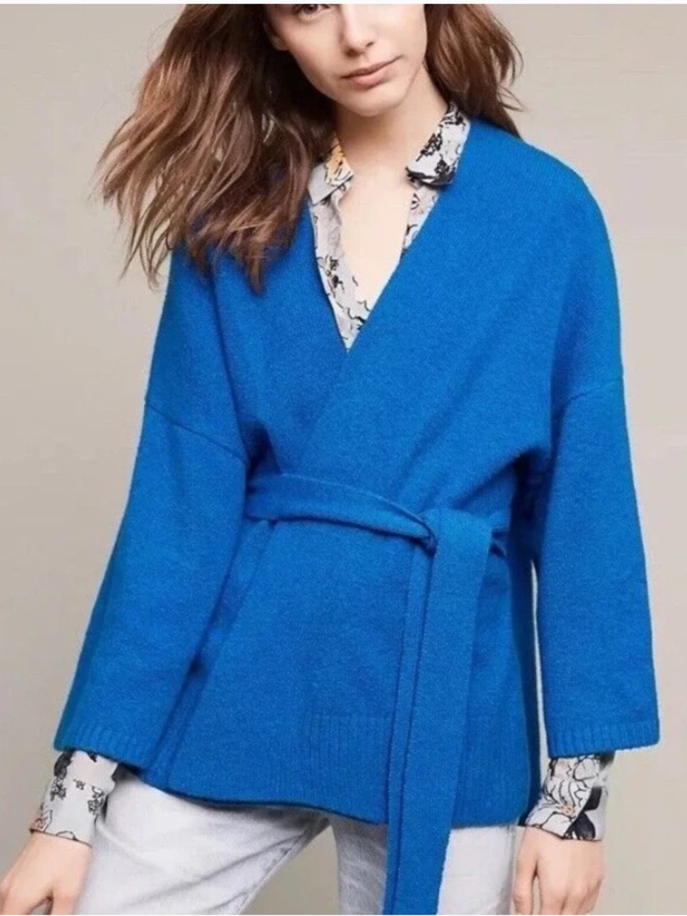 Anthropologie Sleeping on Snow Vibrant Blur Tie-Waist Sweater